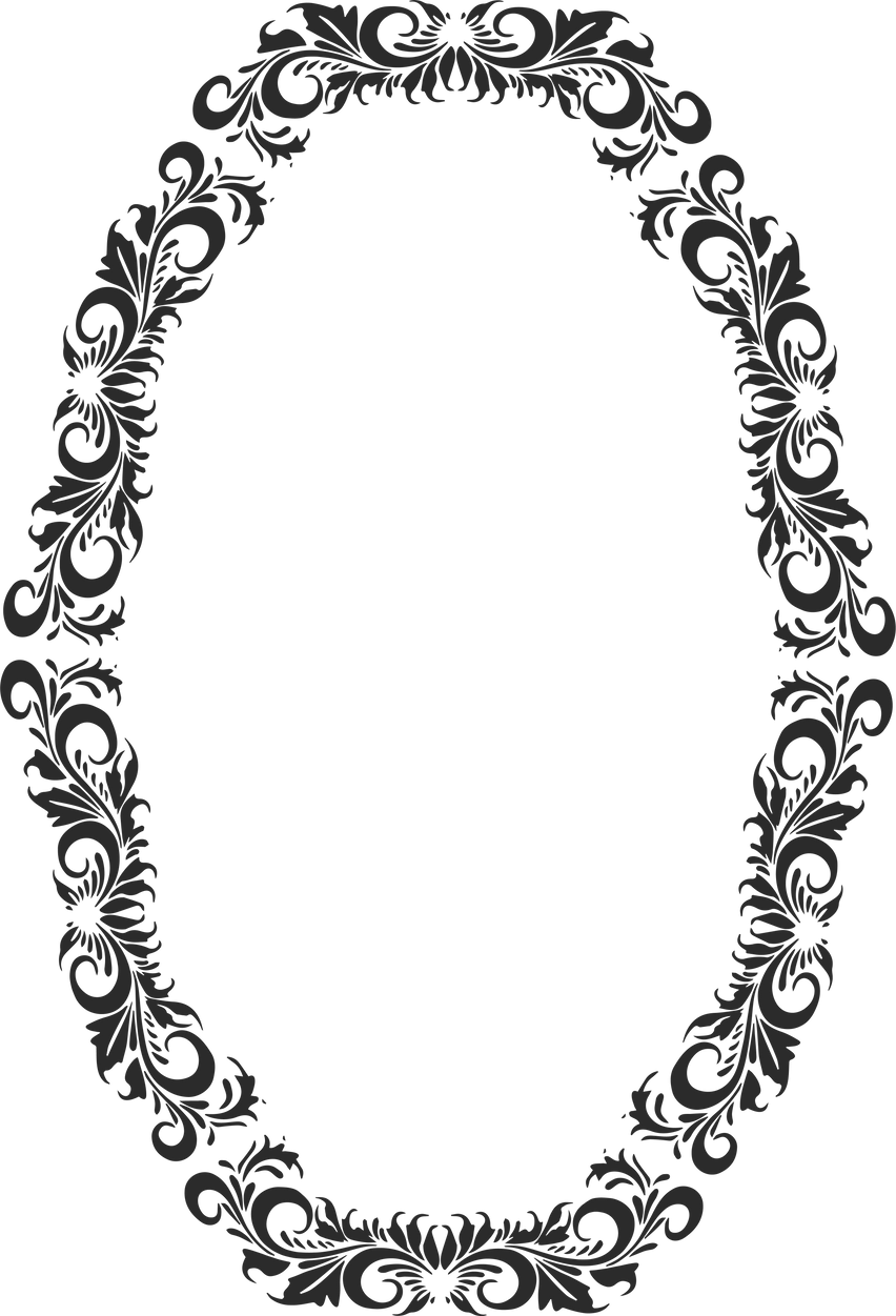 Vintage Frames Floral Ornate Portrait Oval Black